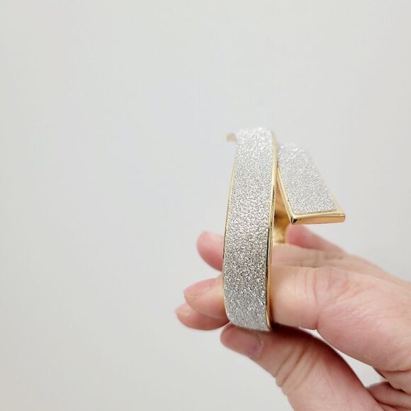 Brand New Gold Tone Matte Silver Bangle Bracelet - Picture 7 of 11